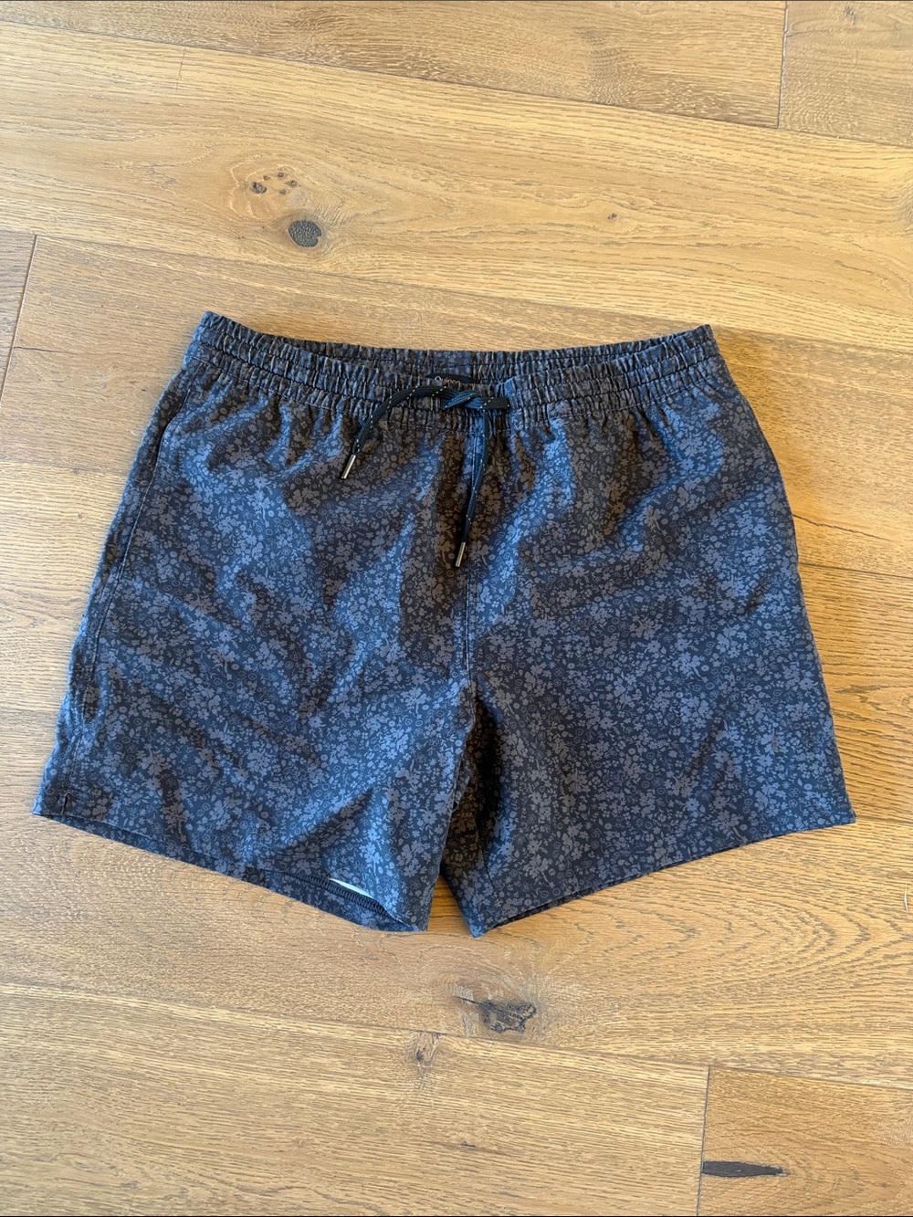 Quince Navy Floral-Pattern Swim Trunks